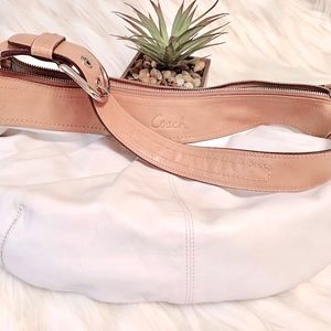 Coach White and Brown Leather Shoulder Bag.
